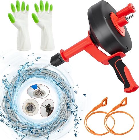 Upgrade Plumbing Snake Drain Auger,25 FT Automatic Retract Drain Snake with Dual Mode,Professinal Drain Clog Remover,Flexible Snake Drain Hair Remover Tool for Bathroom Shower Sink Kitchen in Saudi Arabia