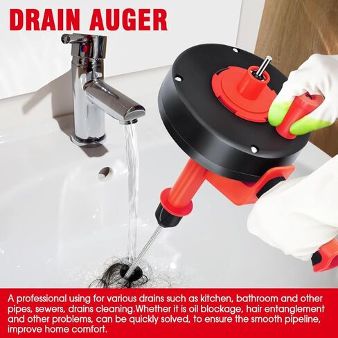 Upgrade Plumbing Snake Drain Auger,25 FT Automatic Retract Drain Snake with Dual Mode,Professinal Drain Clog Remover,Flexible Snake Drain Hair Remover Tool for Bathroom Shower Sink Kitchen in Saudi Arabia