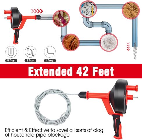 Upgrade Plumbing Snake Drain Auger,25 FT Automatic Retract Drain Snake with Dual Mode,Professinal Drain Clog Remover,Flexible Snake Drain Hair Remover Tool for Bathroom Shower Sink Kitchen in Saudi Arabia