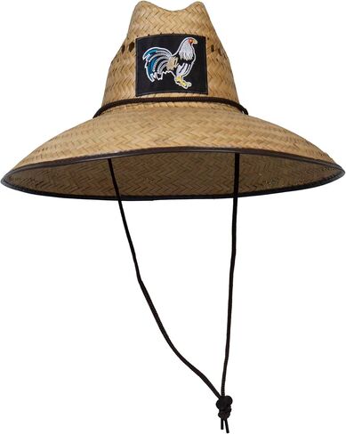 TOP HEADWEAR Ultra 5" Wide Brim Straw Sun Hat w/Rooster Patch Natural in Saudi Arabia
