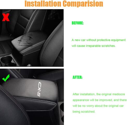BOYOUS Car Armrest Cover Waterproof Center Console Pad Covers Scratch Resistance Full Protection Console Leather Arm Rest Protector fit for Mazda CX-5 2018-2025（Carbon Fiber） in Kuwait