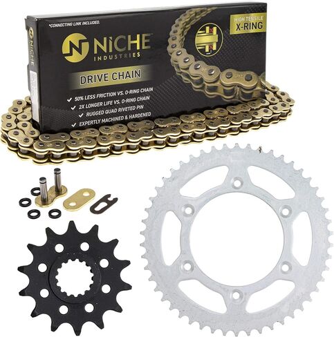 كومبو سلسلة ضرس Drive Niche لـ KTM 450 EXC 14 200 350 SXF 500 REAW 50 TOUND 520V-X X-Ring 118 Links in Kuwait