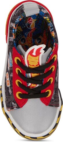 Hot Wheels Toddler Boy Sneakers - Cars, Trucks, Tracks and Engines - Checkered Flag Race Car Lace Up Kids Sneakers in Saudi Arabia