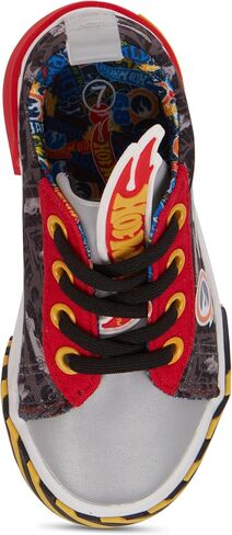 Hot Wheels Toddler Boy Sneakers - Cars, Trucks, Tracks and Engines - Checkered Flag Race Car Lace Up Kids Sneakers in Saudi Arabia