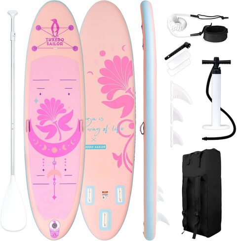 Tuxedo Sailor Inflatable Stand Up Paddle Board Inflatable SUP 10'6"×33"×6" Stand Up Paddle Board for All Skill Levels Included with Board, Paddle, Pump, Fins, Backpack in Kuwait