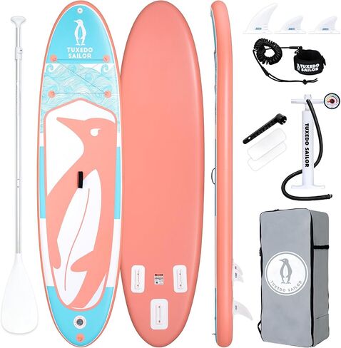 Tuxedo Sailor Inflatable Stand Up Paddle Board Inflatable SUP 10'6"×33"×6" Stand Up Paddle Board for All Skill Levels Included with Board, Paddle, Pump, Fins, Backpack in Kuwait
