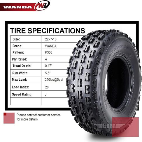 Wanda 2 Sport ATV Tires 22x7-10 22x7x10 ملائمة لهوندا TRX 250EX 300EX 400EX 450R Front GNCC Racing in Kuwait