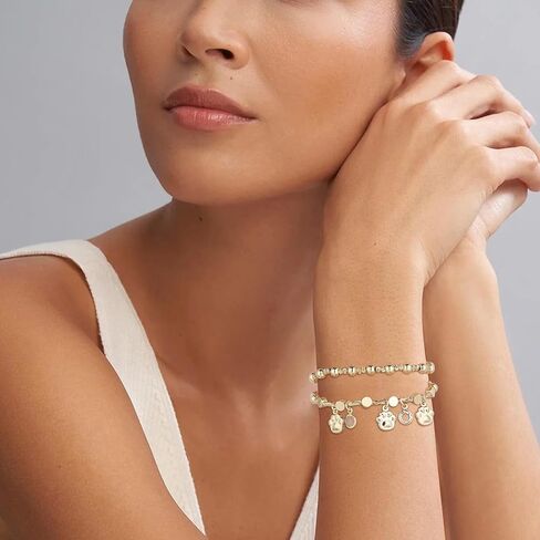 HZMAN Gold Bracelets for Women 14K Gold Beaded Bracelets Stackable Bracelets for Women Layer Charm Bracelet in Saudi Arabia