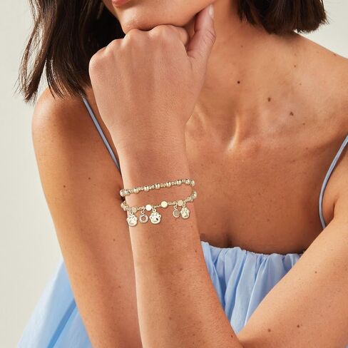 HZMAN Gold Bracelets for Women 14K Gold Beaded Bracelets Stackable Bracelets for Women Layer Charm Bracelet in Saudi Arabia