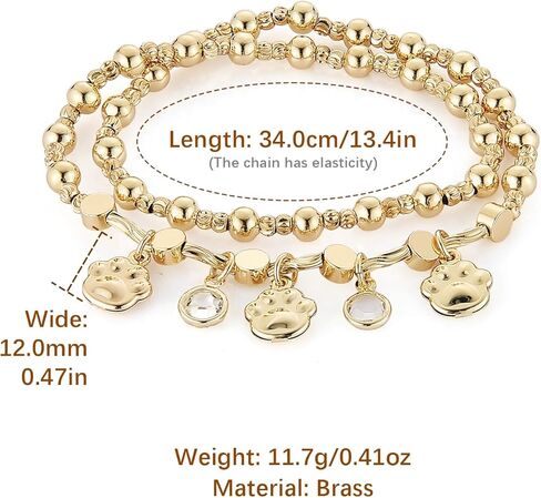 HZMAN Gold Bracelets for Women 14K Gold Beaded Bracelets Stackable Bracelets for Women Layer Charm Bracelet in Saudi Arabia