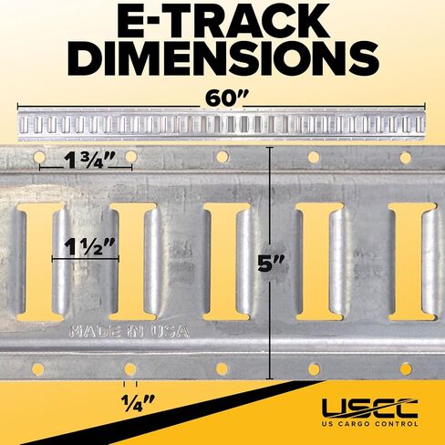 مسار مكافحة البضائع الأمريكية ، مصنوعة في الولايات المتحدة الأمريكية ، 12 Gauge Steel 5 قدم مجلفن E-Track Rail (5 عبوات) قضبان etrack الأفقية للمقطورات ، والكراجات ، وشاحنات الشحن ، وقوة كسر 6000 رطل لكل فتحة E-Track in Saudi Arabia
