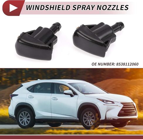 فوهة غسالة من الزجاج الأمامي 2PCS لتويوتا T100 1993-1998 لـ LEXUS LX470 2001-2007 فوهات رذاذ الزجاج الأمامي الأمامي ممسحة رذاذ الغسالة رقم 8538112060 بلاستيك أسود in Saudi Arabia