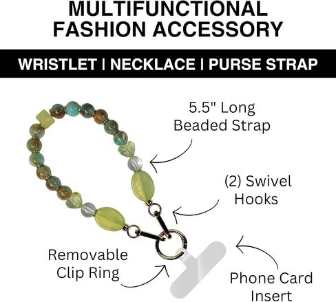 Save the Girls Clip and Go Phone Charm (Pearl w/Blue Beads) - Hands Free Phone Wrist Strap - Multifunctional Women’s Bracelet or Necklace Holder On Strap for Purse (Nina Collection) in Saudi Arabia