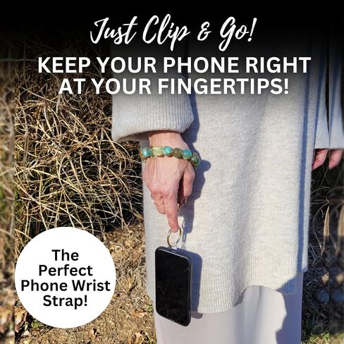 Save the Girls Clip and Go Phone Charm (Pearl w/Blue Beads) - Hands Free Phone Wrist Strap - Multifunctional Women’s Bracelet or Necklace Holder On Strap for Purse (Nina Collection) in Saudi Arabia