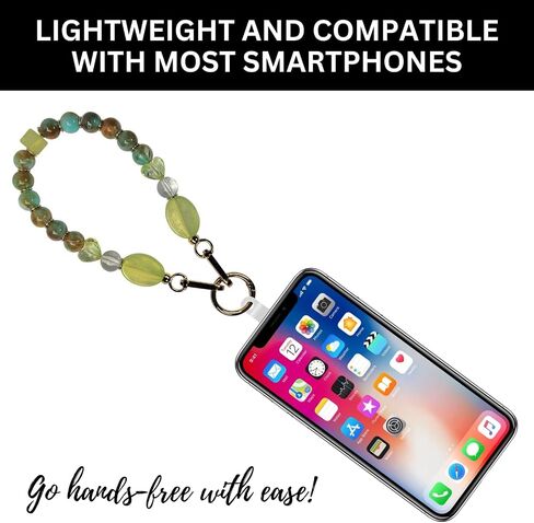 Save the Girls Clip and Go Phone Charm (Pearl w/Blue Beads) - Hands Free Phone Wrist Strap - Multifunctional Women’s Bracelet or Necklace Holder On Strap for Purse (Nina Collection) in Saudi Arabia