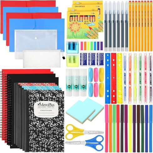 6 Set School Supply Kit 88 Pcs Back to School Supplies for Students School Essential Supplies Bundle Kit Include Pencil Notebook Ruler Glue Scissor Sticky Note Eraser Pencil Sharpener in Saudi Arabia
