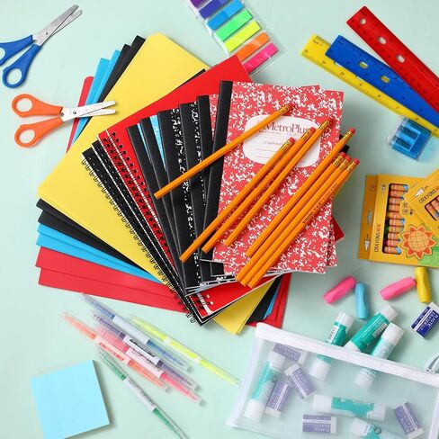 6 Set School Supply Kit 88 Pcs Back to School Supplies for Students School Essential Supplies Bundle Kit Include Pencil Notebook Ruler Glue Scissor Sticky Note Eraser Pencil Sharpener in Saudi Arabia