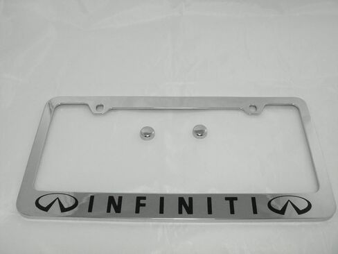 Fit Infiniti Polished Stainless Steel License Plate Frame w/Caps in Saudi Arabia