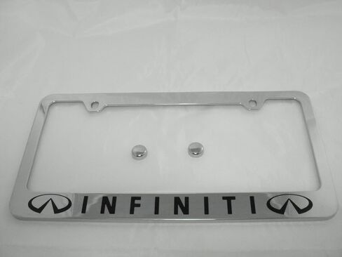 Fit Infiniti Polished Stainless Steel License Plate Frame w/Caps in Saudi Arabia
