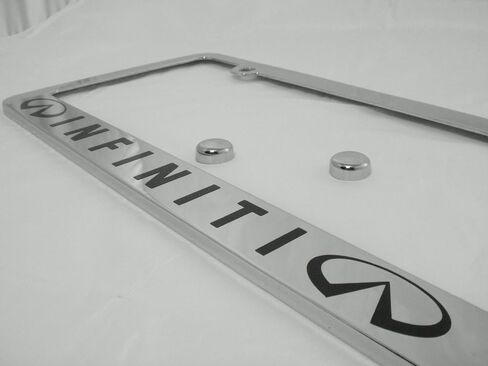 Fit Infiniti Polished Stainless Steel License Plate Frame w/Caps in Saudi Arabia