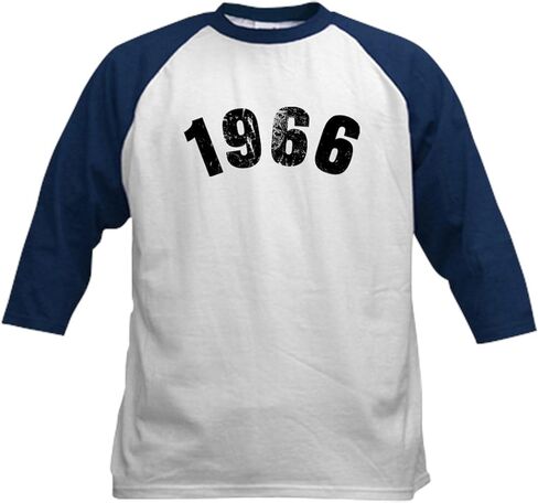 CafePress 1966 Year Vintage Baseball Jersey Kids Cotton Baseball Jersey, 3/4 Raglan Sleeve Shirt in Saudi Arabia