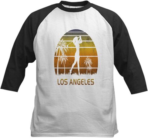 Cafepress Retro Los Angeles Golf Baseball Jersey Kids Cotton Baseball Jersey ، 3/4 Raglan Sleeve Shirt in Saudi Arabia