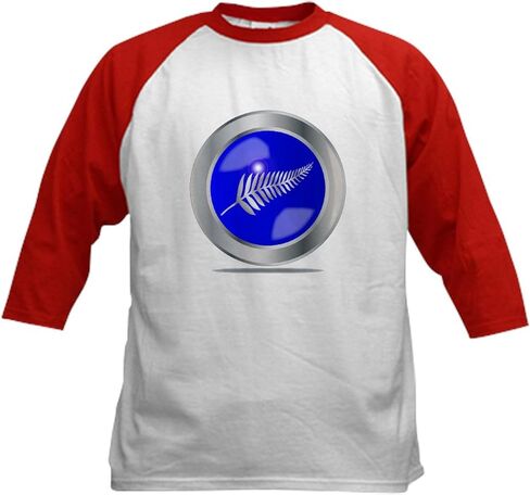 Cafepress Silver Fern Button Baseball Jersey Kids Cotton Baseball Jersey ، 3/4 Raglan Sleeve Shirt in Saudi Arabia