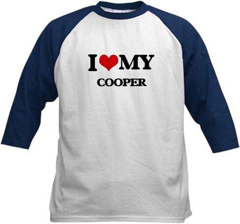 Cafepress أنا أحب قميص Cooper Baseball Jersey Kids Cotton Baseball ، قميص 3/4 راجلان in Saudi Arabia