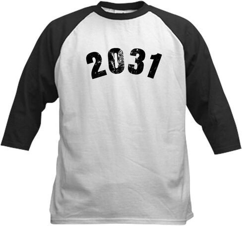 CafePress 2031 Year Vintage Baseball Jersey Kids Cotton Baseball Jersey, 3/4 Raglan Sleeve Shirt in Kuwait