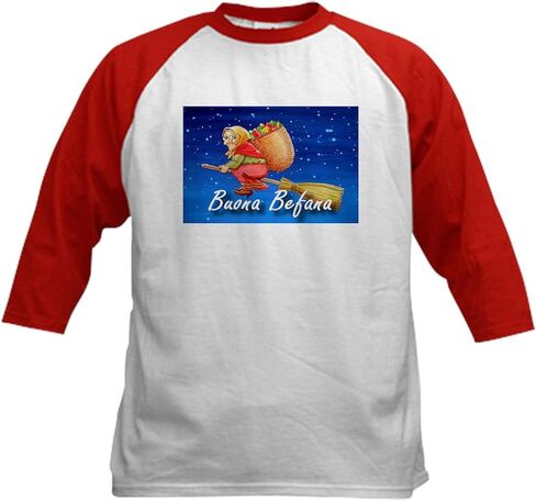 Cafepress Buona Befana Baseball Jersey Kids Cotton Baseball Jersey ، 3/4 Raglan Sleeve Shirt in Saudi Arabia