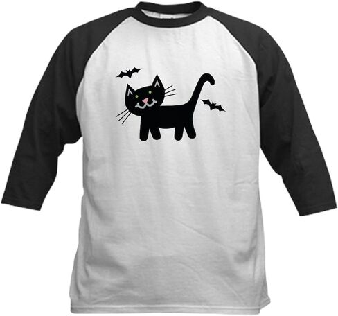 Cafepress Halloween Black Cat Baseball Jersey Kids Cotton Baseball Jersey ، 3/4 Raglan Sleeve Shirt in Saudi Arabia