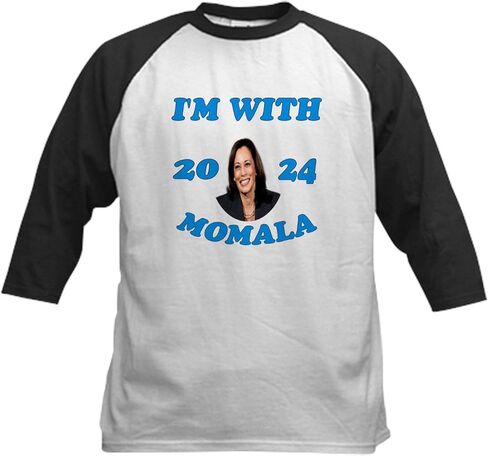 Cafepress أنا مع Momala Kids Baseball T Shirt Kids Cotton Baseball Jersey ، 3/4 Raglan Sleeve Shirt in Saudi Arabia