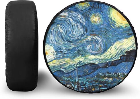 Starry Night Spare Tire Cover, Personalized Spare Tire Cover PU Leather, Weatherproof Wheel Cover Universal Size Fit for SUV Truck Trailer Camper RV (15 Inch for Diameter 27.6"-29.5") in Kuwait