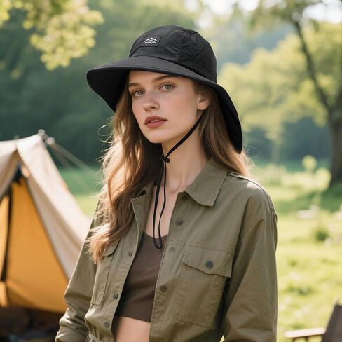 Croogo Wide Brim Sun Hat with Neck Flap Mesh UV Protection Quick Dry Fishing Hats Waterproof Summer Hiking Hat for Men Women in Kuwait