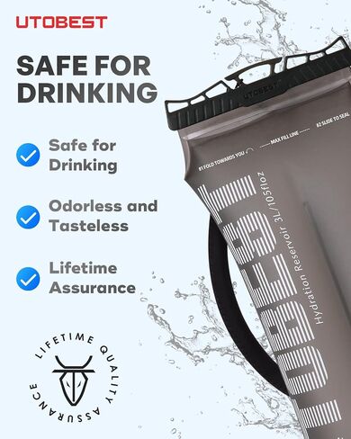 UTOBEST Water Bladder TPU Hydration Bladder with Insulated Tube UTR211 | Food-Grade TPU, BPA Free, Insulated Tube, High Flow Bite Valve, Easy Use and Cleaning, for Hiking, Running,Cycling,Camping in Kuwait