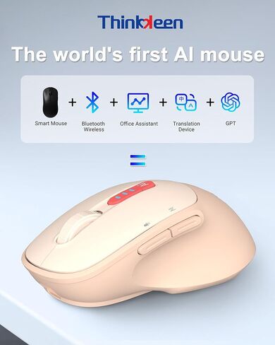 2025 AI Mouse, Bluetooth Wireless Mouse with Voice Input Search, Voice and Word Translation, Form Document Output, Code Generation, AI Writing, AI Drawing, Rechargeable, for Windows, macOS(Black) in Kuwait