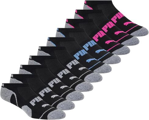 PUMA Women's Sports No-Show Socks, 5-9.5 Shoe Size, Black, 10 Pairs in Saudi Arabia