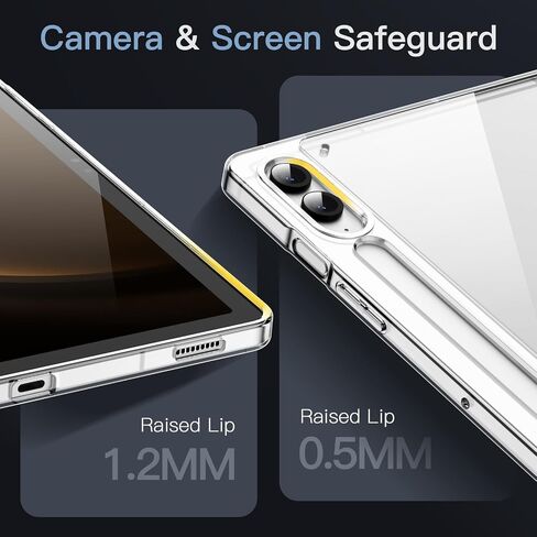 JETech Clear Case for Samsung Galaxy Tab S9 11-Inch, Anti-Yellowing Transparent Shockproof Slim Tablet Cover with Hard PC Back and Soft TPU Bumper, Support S Pen Wireless Charging (Clear) in Kuwait