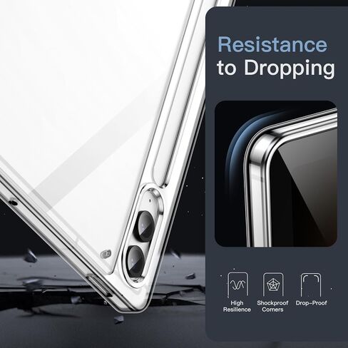 JETech Clear Case for Samsung Galaxy Tab S9 11-Inch, Anti-Yellowing Transparent Shockproof Slim Tablet Cover with Hard PC Back and Soft TPU Bumper, Support S Pen Wireless Charging (Clear) in Kuwait