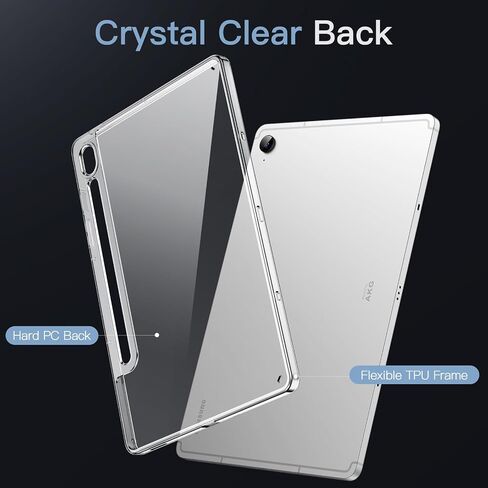 JETech Clear Case for Samsung Galaxy Tab S9 11-Inch, Anti-Yellowing Transparent Shockproof Slim Tablet Cover with Hard PC Back and Soft TPU Bumper, Support S Pen Wireless Charging (Clear) in Kuwait