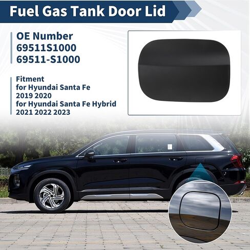 باب خزان الوقود لـ Hyundai Santa Fe 2019 2020 باب حشو الوقود لـ Hyundai Santa Fe Hybrid 2021 2022 2023 No.69511-S1000 Black in Saudi Arabia
