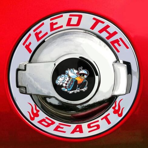 TOOLEPIC for Dodge Challenger Accessories-Gas Tank Door Cover Overlay with Feed The Beast Stylish Design,Unique Car Accessory Perfect for Customization [Gas Tank Cover Not Included] in Kuwait
