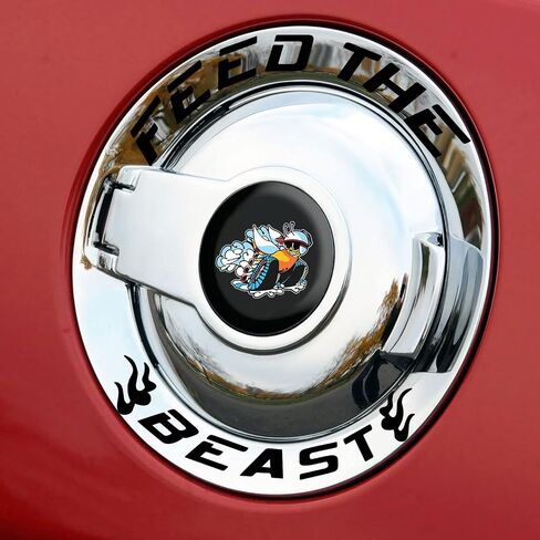TOOLEPIC for Dodge Challenger Accessories-Gas Tank Door Cover Overlay with Feed The Beast Stylish Design,Unique Car Accessory Perfect for Customization [Gas Tank Cover Not Included] in Kuwait