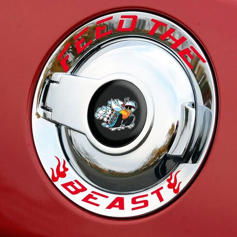 TOOLEPIC for Dodge Challenger Accessories-Gas Tank Door Cover Overlay with Feed The Beast Stylish Design,Unique Car Accessory Perfect for Customization [Gas Tank Cover Not Included] in Kuwait