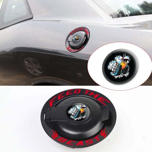 TOOLEPIC for Dodge Challenger Accessories-Gas Tank Door Cover Overlay with Feed The Beast Stylish Design,Unique Car Accessory Perfect for Customization [Gas Tank Cover Not Included] in Kuwait