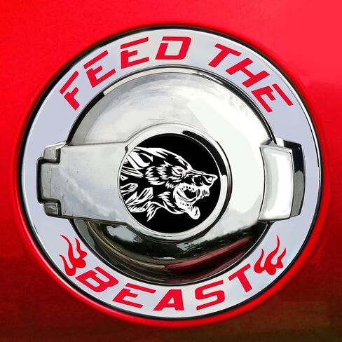 TOOLEPIC for Dodge Challenger Accessories-Gas Tank Door Cover Overlay with Feed The Beast Stylish Design,Unique Car Accessory Perfect for Customization [Gas Tank Cover Not Included] in Kuwait