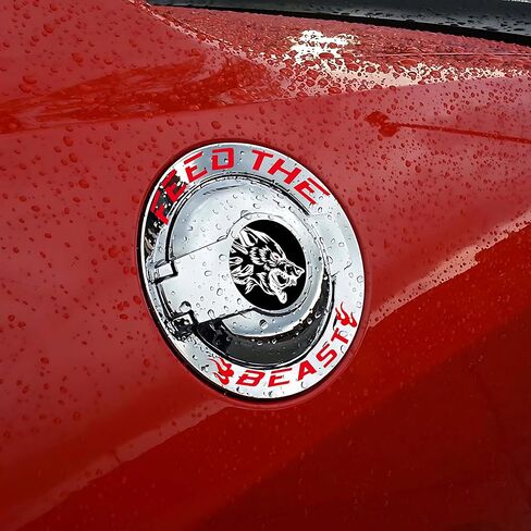 TOOLEPIC for Dodge Challenger Accessories-Gas Tank Door Cover Overlay with Feed The Beast Stylish Design,Unique Car Accessory Perfect for Customization [Gas Tank Cover Not Included] in Kuwait