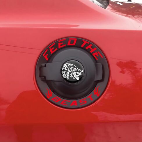 TOOLEPIC for Dodge Challenger Accessories-Gas Tank Door Cover Overlay with Feed The Beast Stylish Design,Unique Car Accessory Perfect for Customization [Gas Tank Cover Not Included] in Kuwait