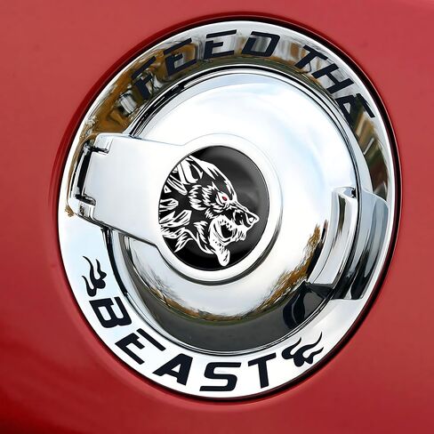 TOOLEPIC for Dodge Challenger Accessories-Gas Tank Door Cover Overlay with Feed The Beast Stylish Design,Unique Car Accessory Perfect for Customization [Gas Tank Cover Not Included] in Kuwait