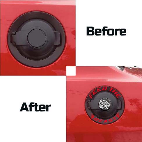 TOOLEPIC for Dodge Challenger Accessories-Gas Tank Door Cover Overlay with Feed The Beast Stylish Design,Unique Car Accessory Perfect for Customization [Gas Tank Cover Not Included] in Kuwait